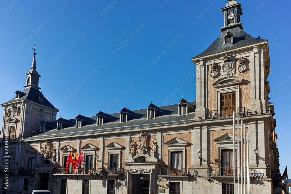Fototapeta premium Amazing view of Plaza de la Villa in City of Madrid, Spain