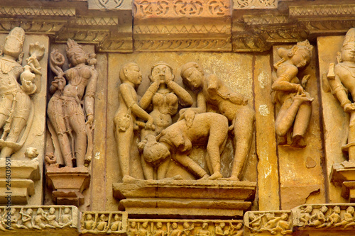 Alto-relievo of temples of Khajuraho photo