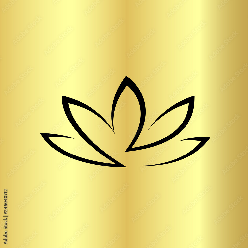 Golden lotus flower logo. Vector design template of lotus icon on dark  background with golden effect for eco, beauty, spa, yoga, medical  companies. - Stock Image - Everypixel