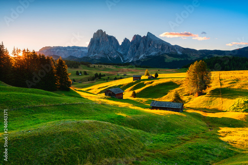 Sunrise in Seiser Alm, Dolomites in Trentino-Alto Adige