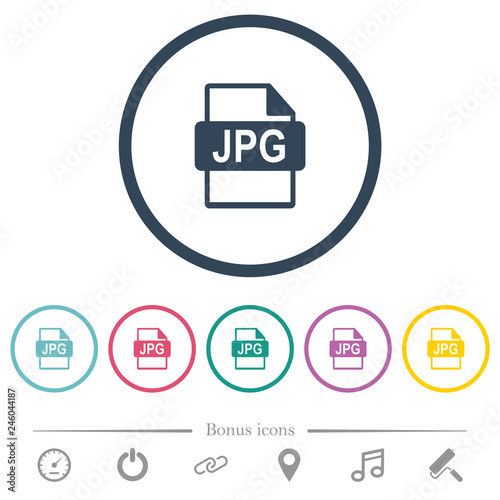 JPG file format flat color icons in round outlines photo