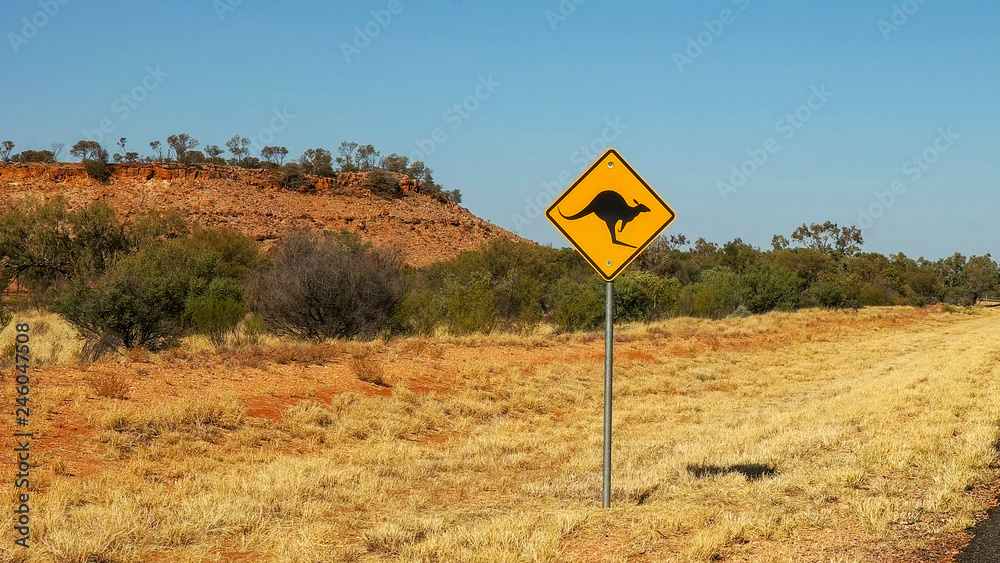 kangaroo road sign in the northern territory kangaroo road sign in the northern territory