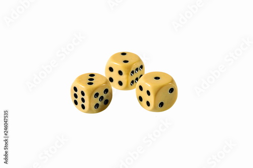 Close up view of dice isolated.Table games. Free time. Group games.