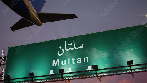 Airplane Take off Multan during a wonderful sunrise photo