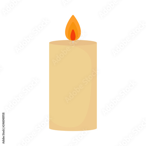Candle. Candle flame fire light. Light background. Realistic paraffin candle. Vector illustration. EPS 10.