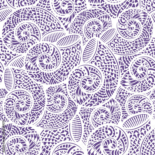 Seamless pattern with hand drawn spiral shells. Marine theme. Vector illustration.