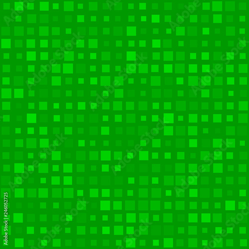 Abstract seamless pattern of small squares in various sizes or pixels in green colors