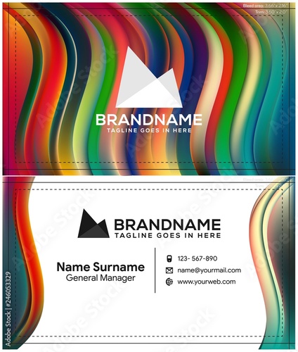 Vector modern creative and clean business card template, polygon background, flyer design, name card template. Corporate identity with abstract illustration. Vector company style for brandbook and gui