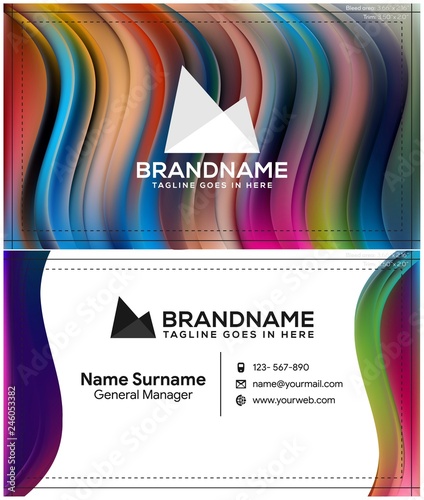 Vector modern creative and clean business card template, polygon background, flyer design, name card template. Corporate identity with abstract illustration. Vector company style for brandbook and gui