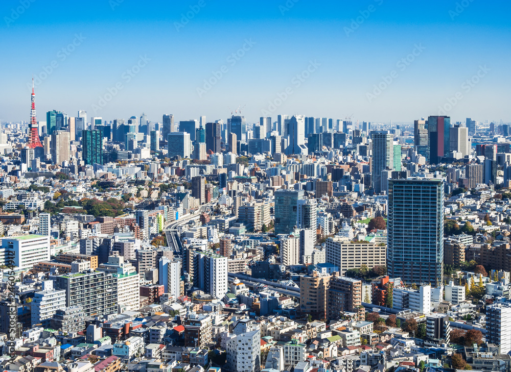 東京　青空と都市風景