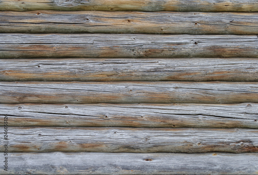 Obraz premium Old natural log's wall background