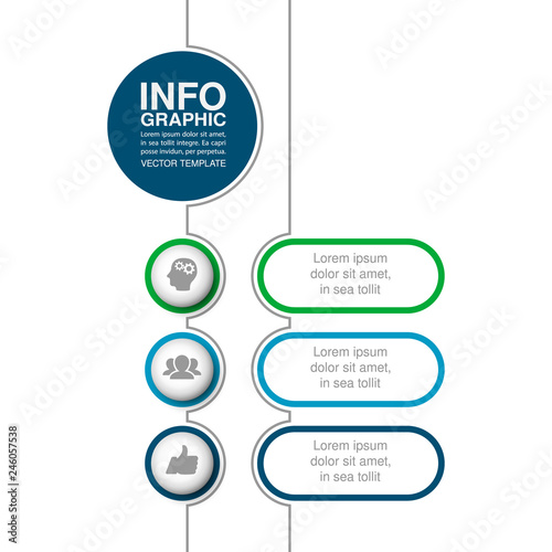 Vector infographic template for circular diagram, graph, presentation, chart, business concept with 3 options. photo