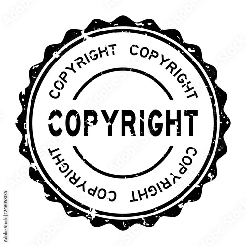 Grunge black copyright word round rubber seal stamp on white background