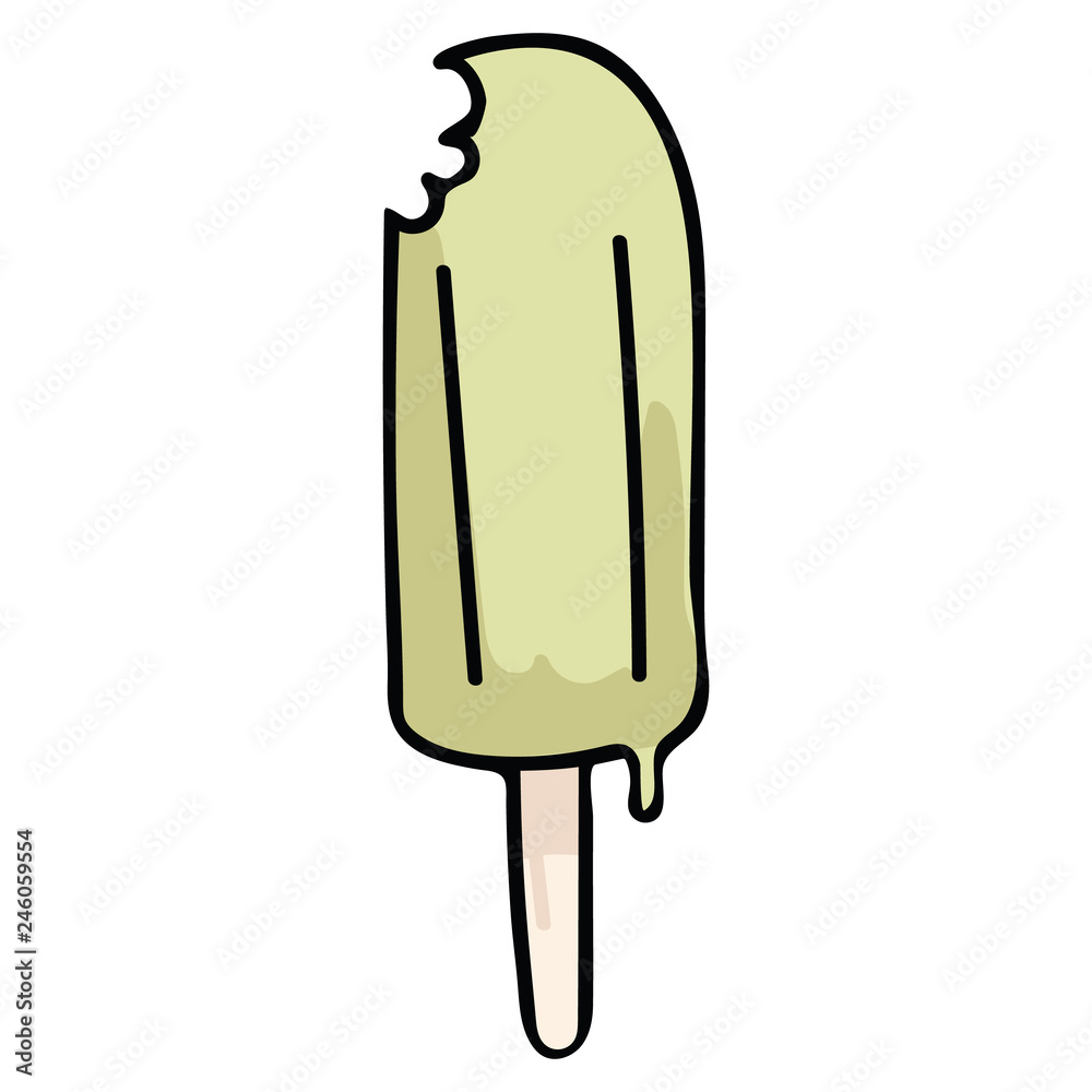 Cute popsicle cartoon vector illustration motif set. Hand drawn summer ...