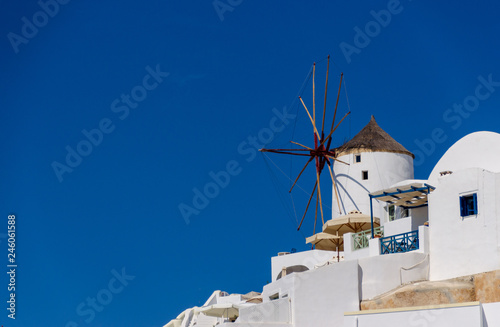 windmill in santorini greece