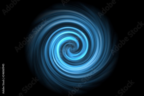 Abstract light blue spiral smoke on black background
