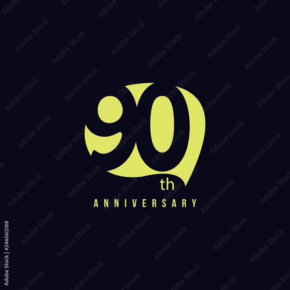 90 Year Anniversary Vector Template Design Illustration