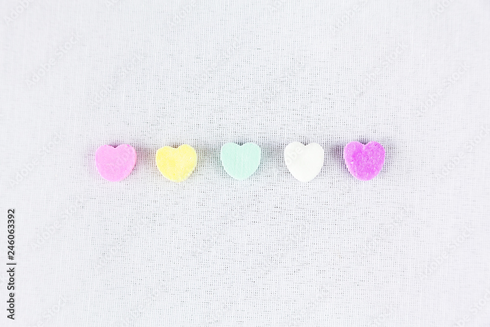 Conversation Hearts Line Up On A White Background Conversation Hearts Line Up On A White Background
