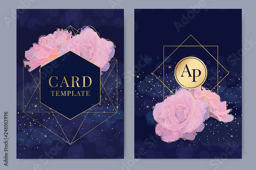 Wedding Invitation, floral invite thank you, rsvp modern card Design in Star light decorative Vector elegant rustic template