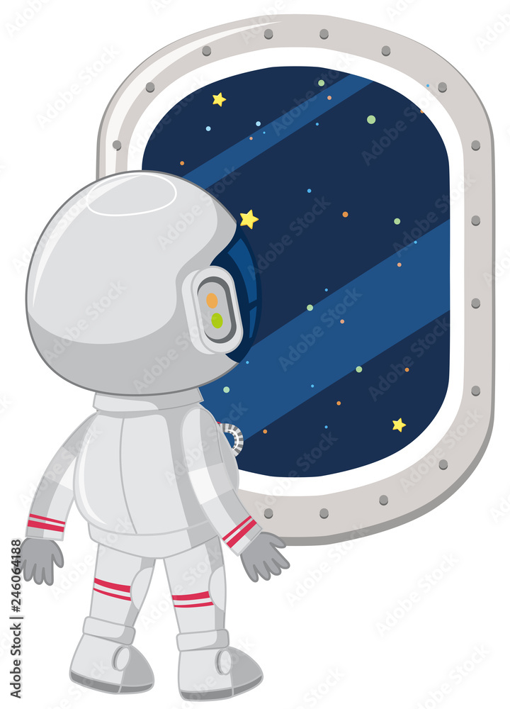 Naklejka premium An astronaut look out window