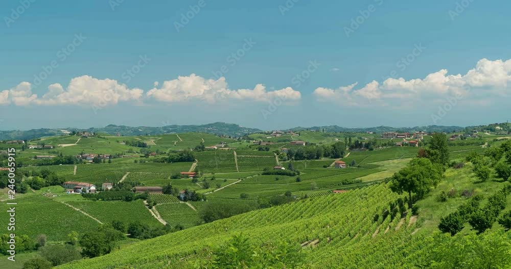 Panoramic aerial view on hills and vineyards of Langhe in Piedmont, northern Italy Panoramic aerial view on hills and vineyards of Langhe in Piedmont, northern Italy