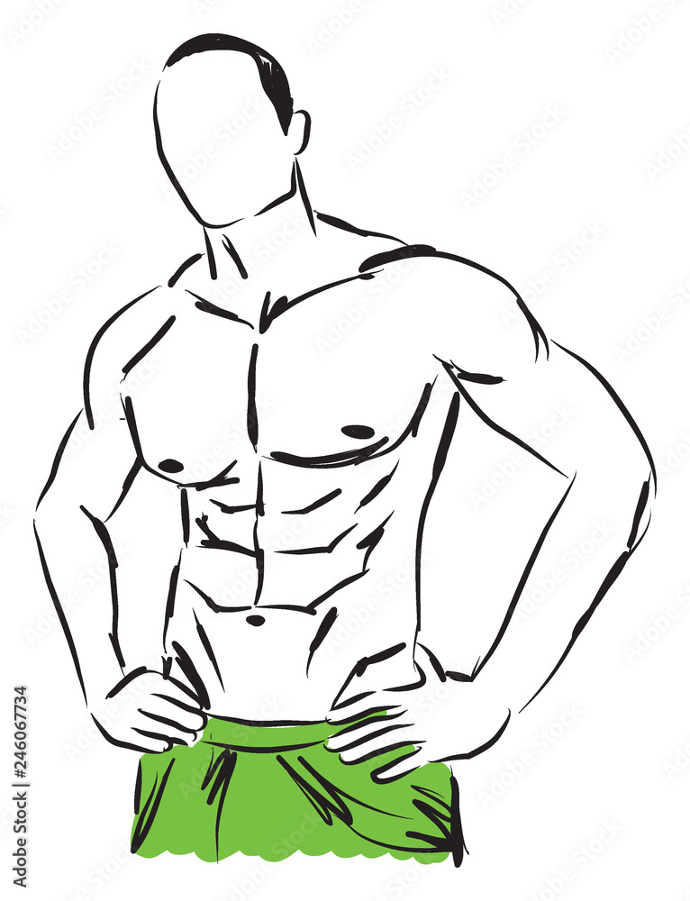 Fototapeta premium work-out man body fitness illustration