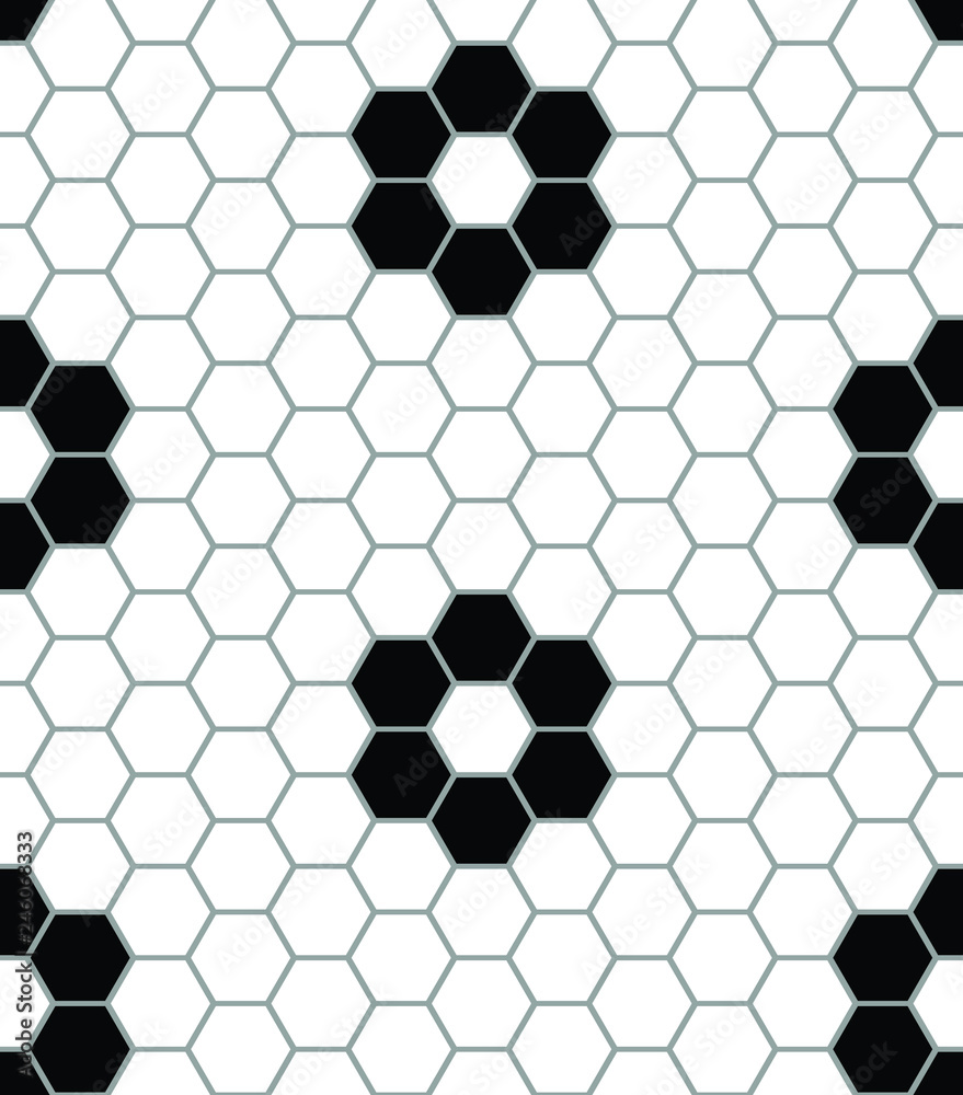 Vintage black & white tile seamless vector pattern