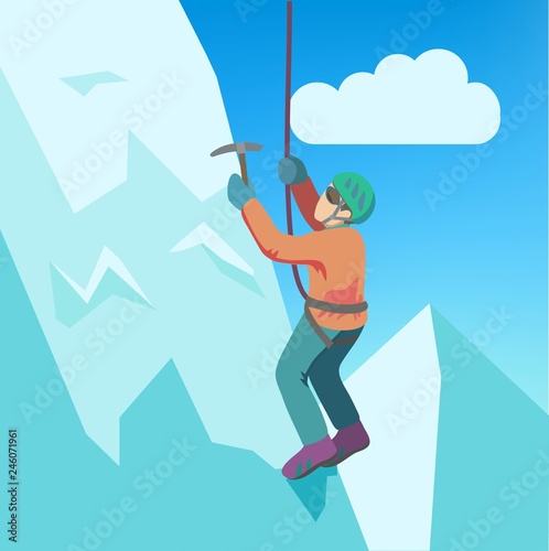 Mountain climbing. Vector illustration