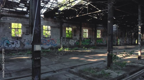 Lost Place Hall with Graffiti. photo