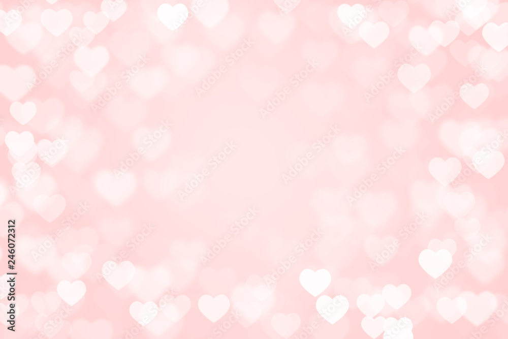 pastel pink color of Heart bokeh background pastel pink color of Heart bokeh background