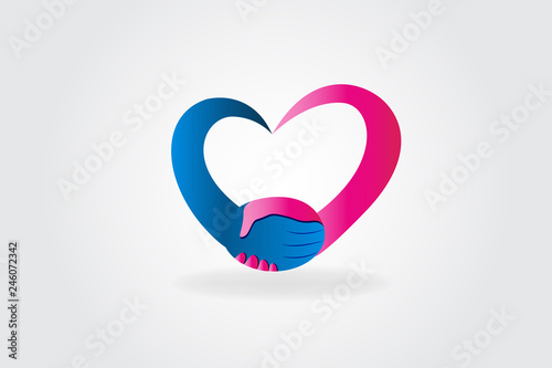 Logo handshake love heart couple people