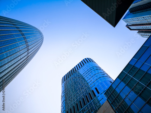 ShenZhen, China: 25 Jan 2019: low angle view of skyscrapers in Shenzhen,China