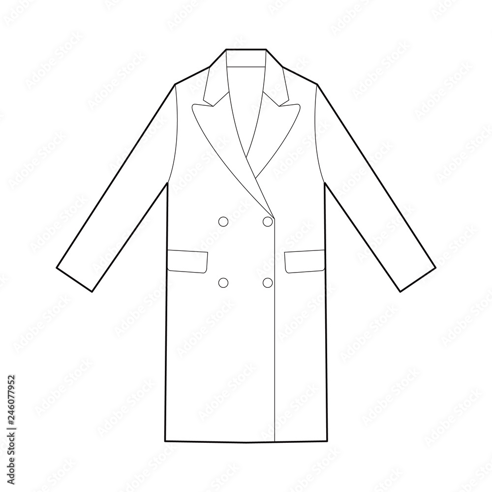 frygt humor Fordampe Coat Outer Fashion flat technical drawing vector template Stock-vektor |  Adobe Stock