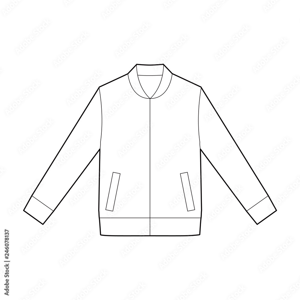 Jaket Outer Fashion flat technical drawing vector template Stock Vector ...