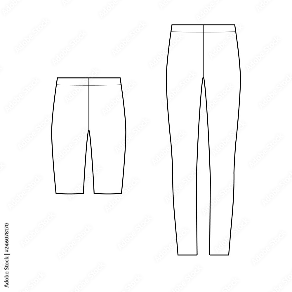 Leggings pants Fashion flat technical drawing vector template Stock Vector