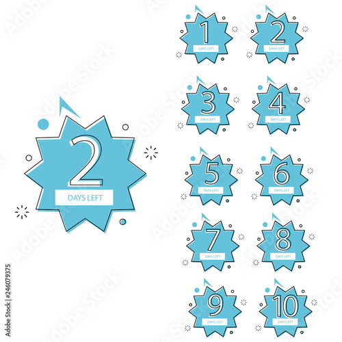collection of number days left countdown template for promotion, sale, landing page, template, ui, web, mobile app, poster, banner, flyer vector