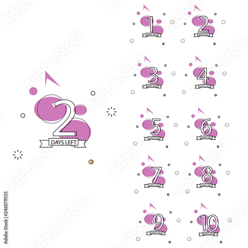 collection of number days left countdown template for promotion, sale, landing page, template, ui, web, mobile app, poster, banner, flyer vector