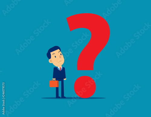 Businessman with Question mark. Concept business vector illustration, Solution, Problem, Thinking.