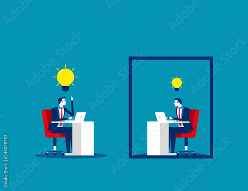 Business team and ideas thinking. Concept business vector, Outside, Frame, Freedom.