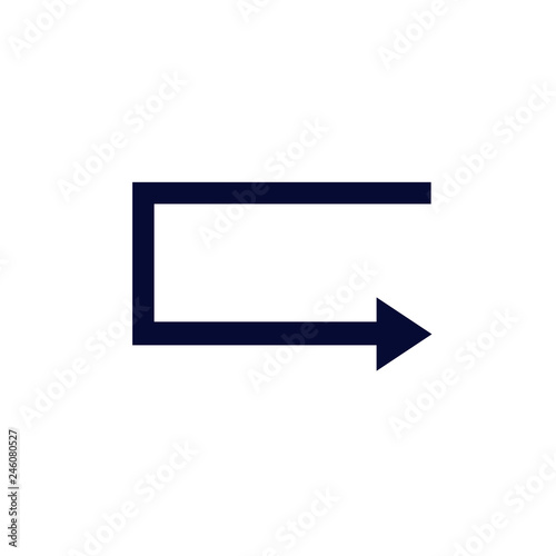 Flat design arrow vector icon for navigation and media player.