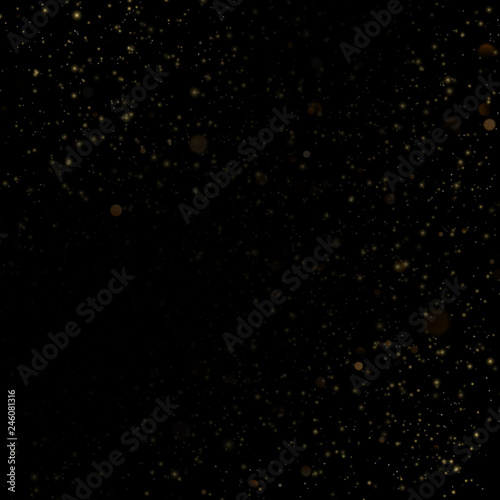Christmas and New Year effect. Glitter threads of curtain backdrop on black. Sparkling of shimmering light blurs. Gold particles lines rain. Fashion strass drops with shiny sequins. EPS 10 © artifex.orlova