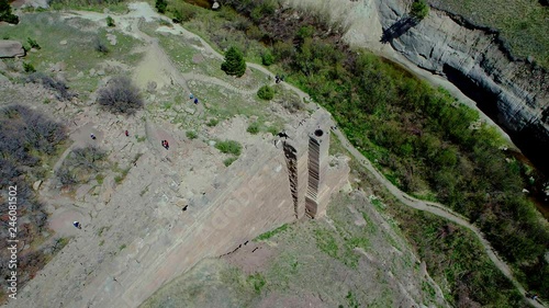 Aerial views of Castlewood Canyon State Park and the ruins of the Castlewood Dam in Colorado photo