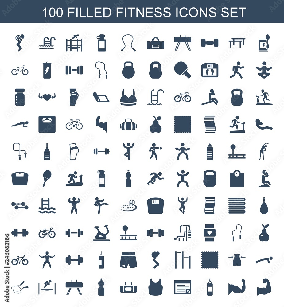 Fototapeta premium 100 fitness icons