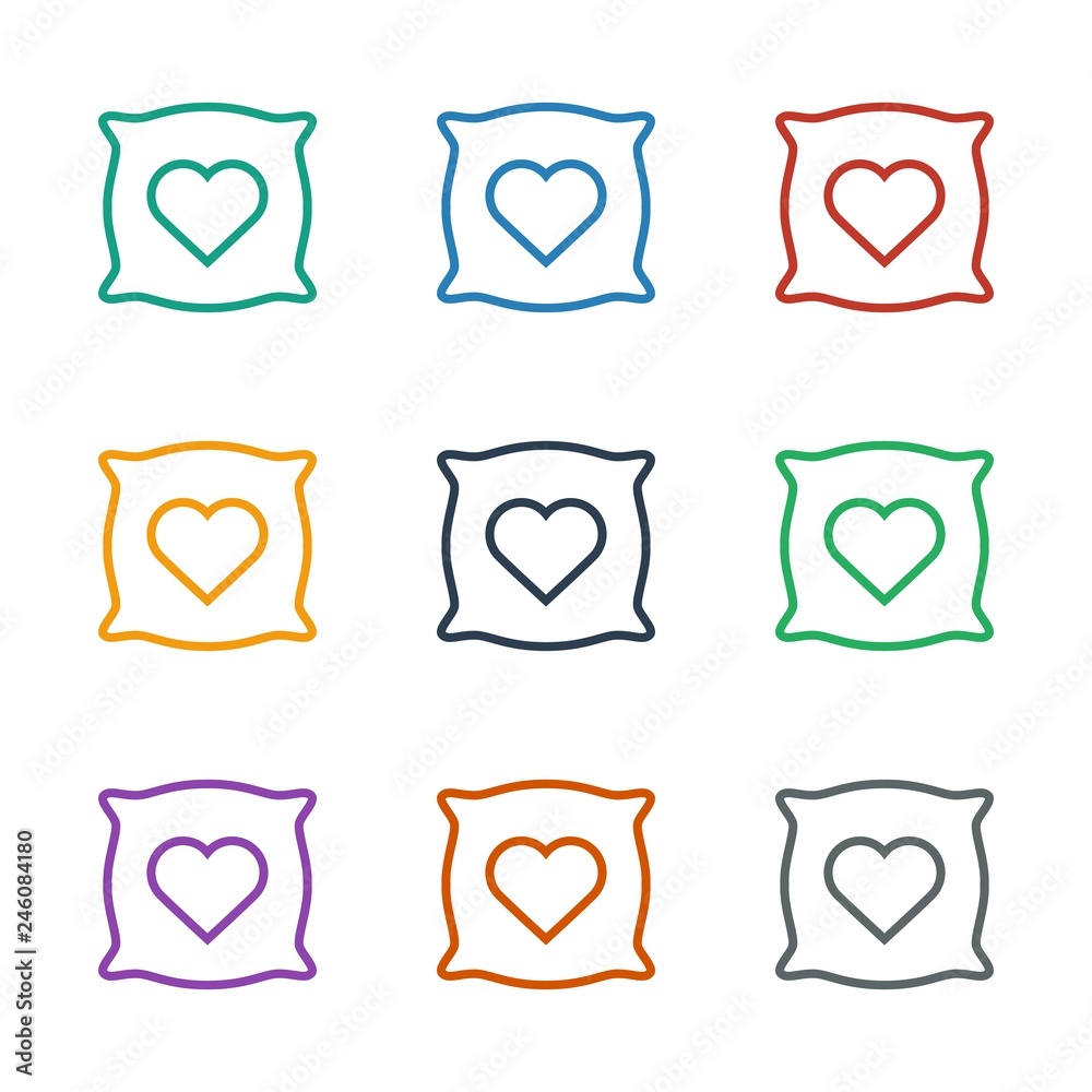pillow with heart on it icon white background pillow with heart on it icon white background