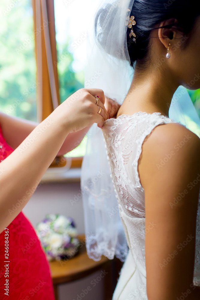 The Back Put On Wedding Dress Photo Shoot