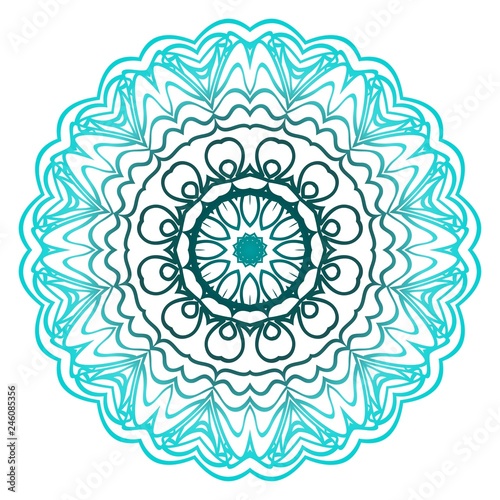 Ornamental circle pattern. Hand draw Mandala. Vintage decorative elements. vector illustration. Anti-stress therapy pattern. Blue color