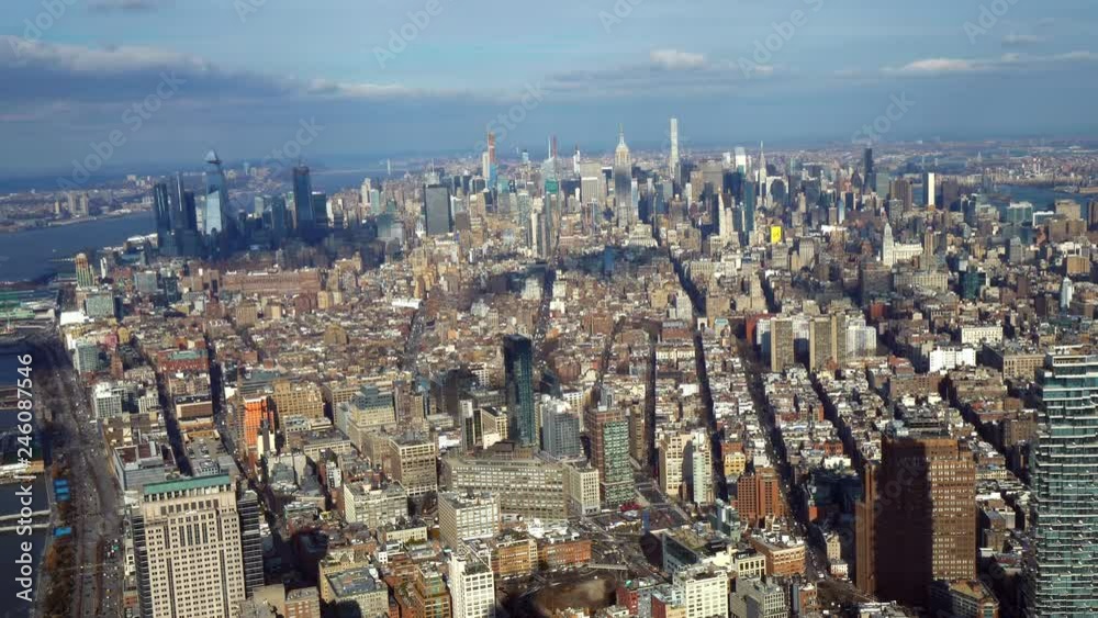 Wide angle aerial view over Manhattan New York Wide angle aerial view over Manhattan New York