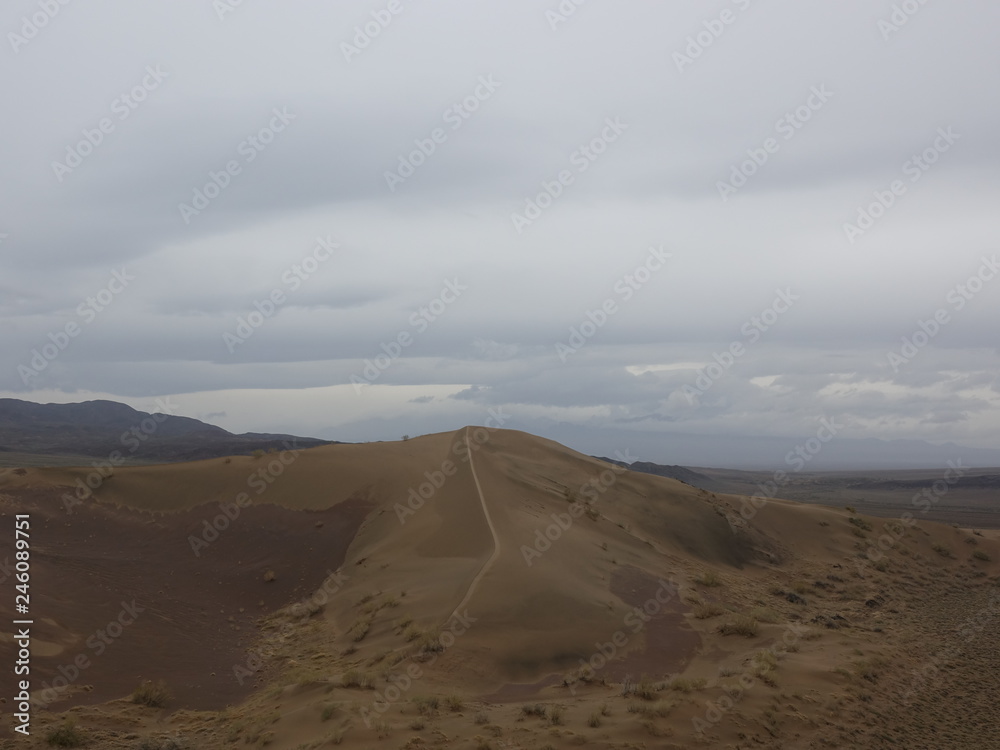 Naklejka premium Поющий бархан. Казахстан. Дождь.