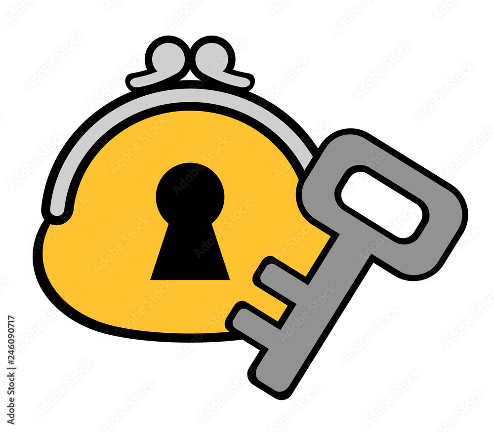 鍵穴の開いた財布と鍵 Stock イラスト Adobe Stock