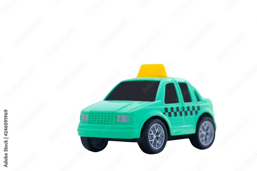 small metal toy car clipping path on white background